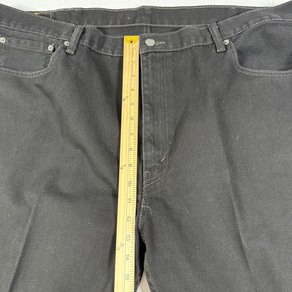 Levis 505 Regular Fit Black Denim Jeans Mens W46 L30 Straight Leg 04505-0260 - Picture 6 of 9